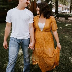 Mustard Lace Maxi Romper Dress